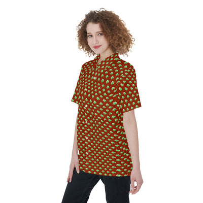 RPT-All-Over Print Women's Short Sleeve Shirt With Pocket