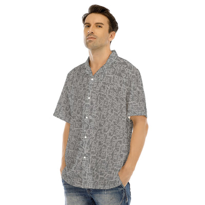 All-Over Print Men's Hawaiian Shirt With Button Closure