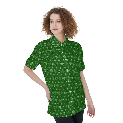 RP XMAS LV-All-Over Print Women's Short Sleeve Shirt With Pocket