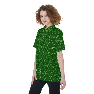 RP XMAS LV-All-Over Print Women's Short Sleeve Shirt With Pocket